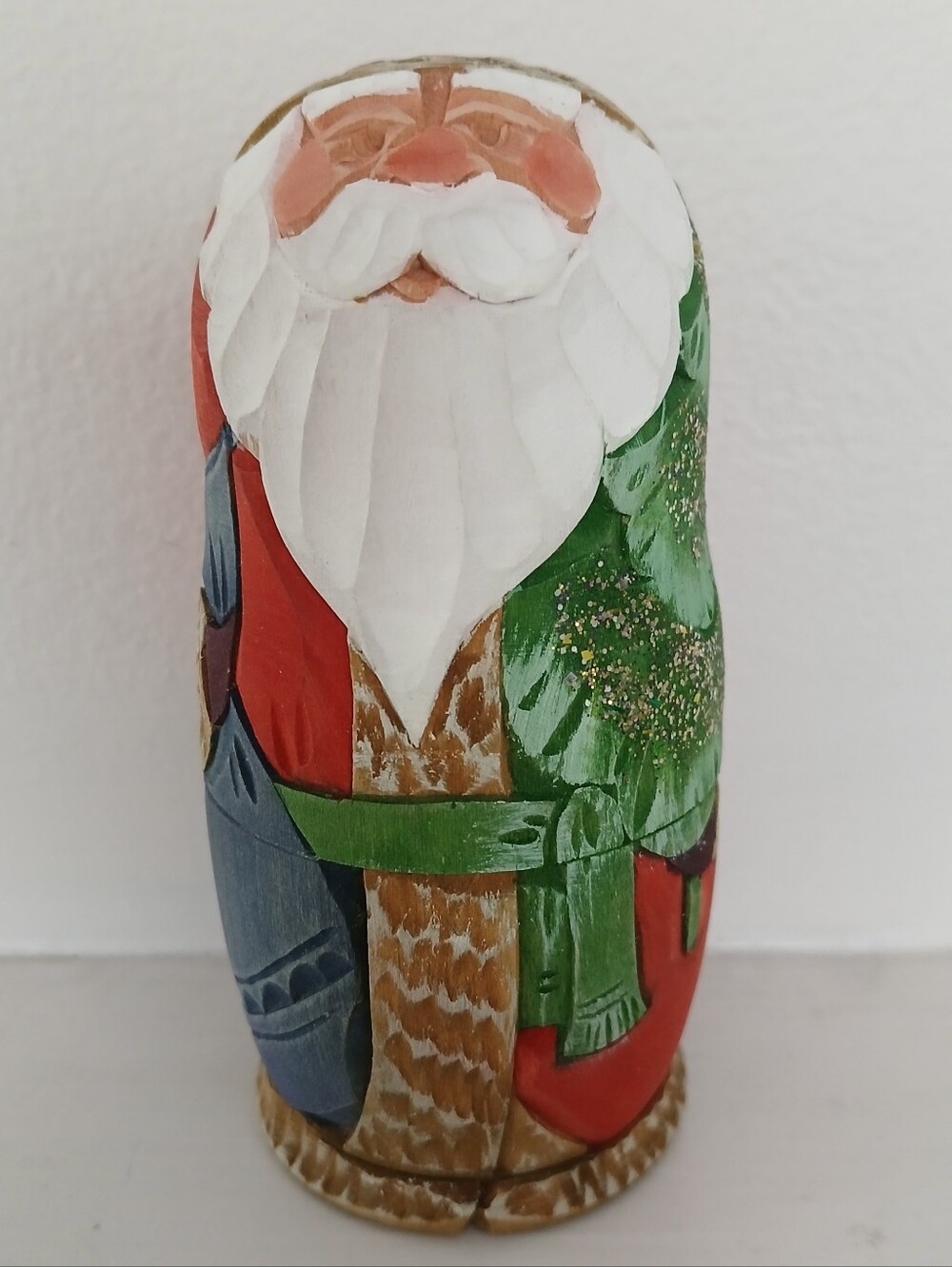 Vintage Santa Russian Matryoshka Wooden Nesting Dolls Set of 3 Hand Painted